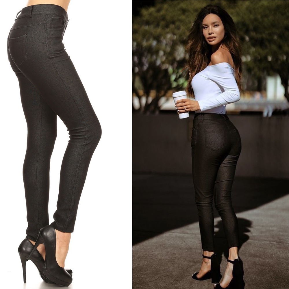 Faux Fly Soft Denim Jeggings Pull-On